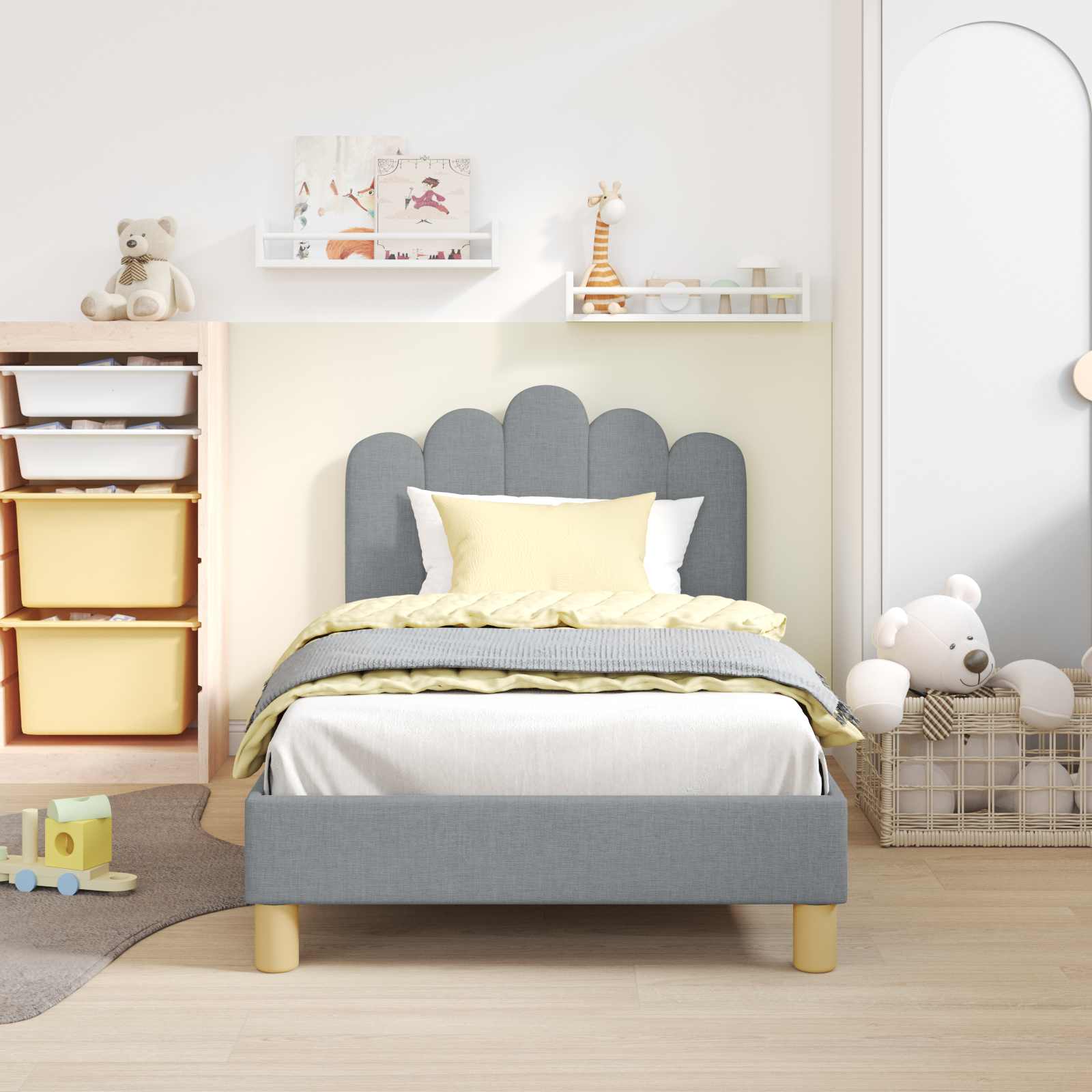 Bedframe voor kinderen met hoofdbord Lichtgrijs 80 x 160 cm