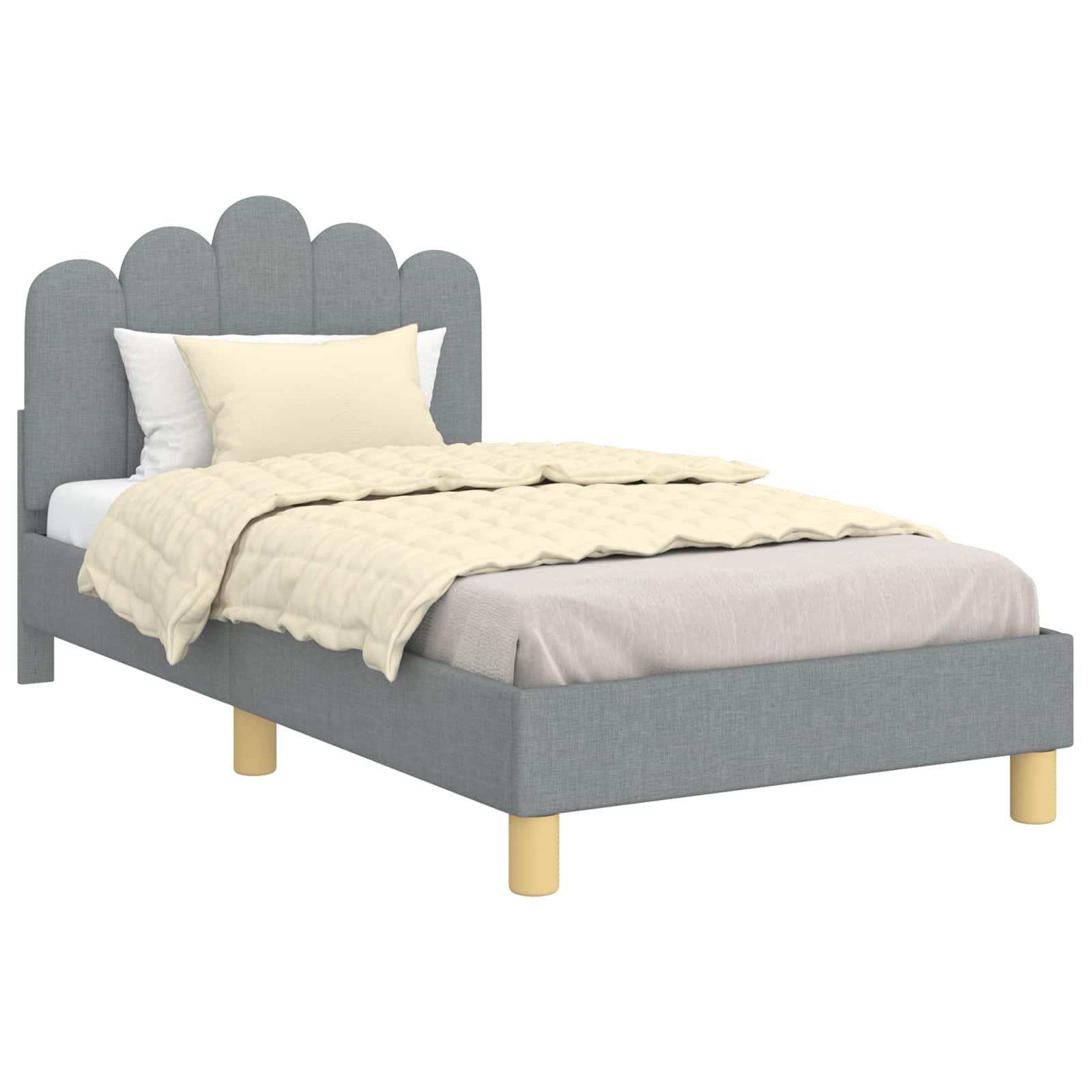 Bedframe voor kinderen met hoofdbord Lichtgrijs 80 x 160 cm