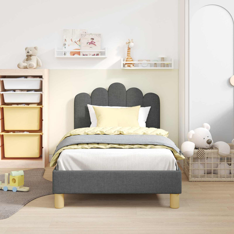 Peuterbedframe met hoofdbord Donkergrijs 80 x 160 cm Stof