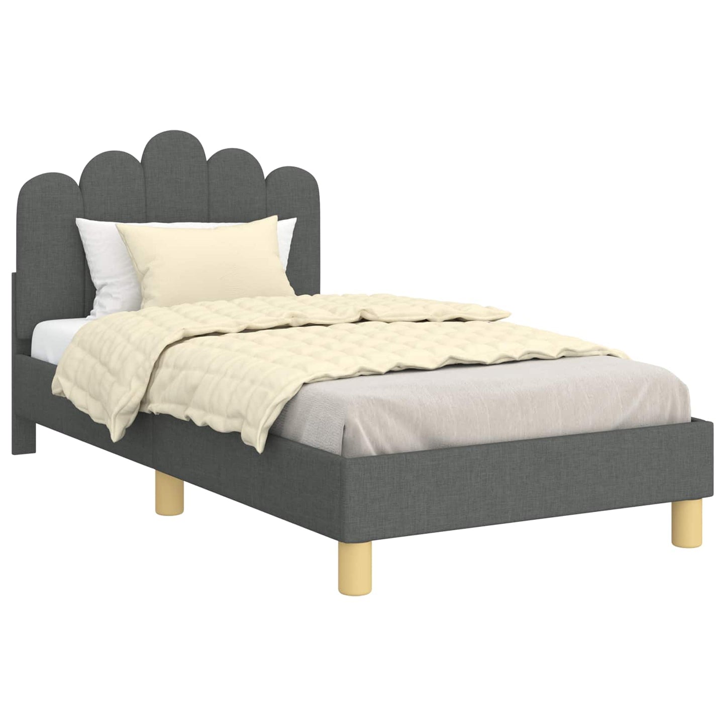 Peuterbedframe met hoofdbord Donkergrijs 80 x 160 cm Stof