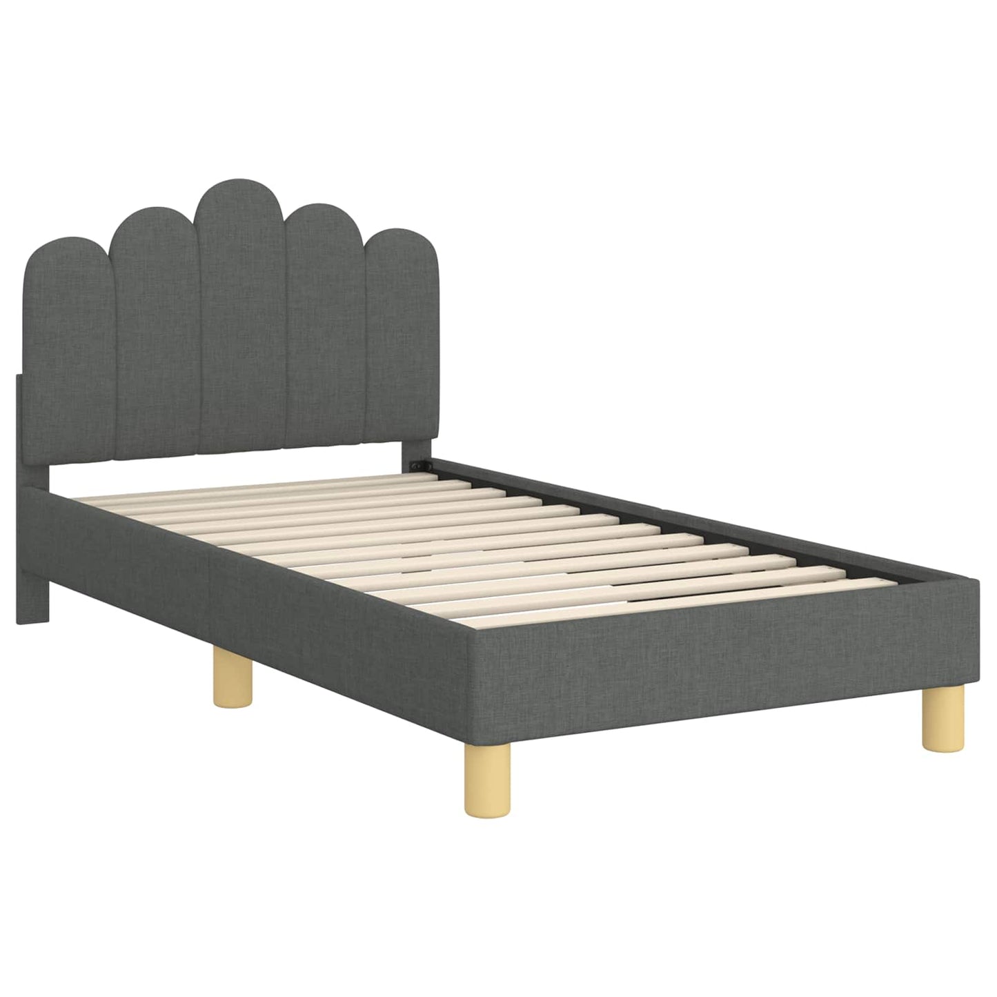 Peuterbedframe met hoofdbord Donkergrijs 80 x 160 cm Stof
