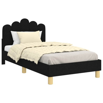 Peuterbedframe met hoofdbord Zwart 80 x 160 cm Stof
