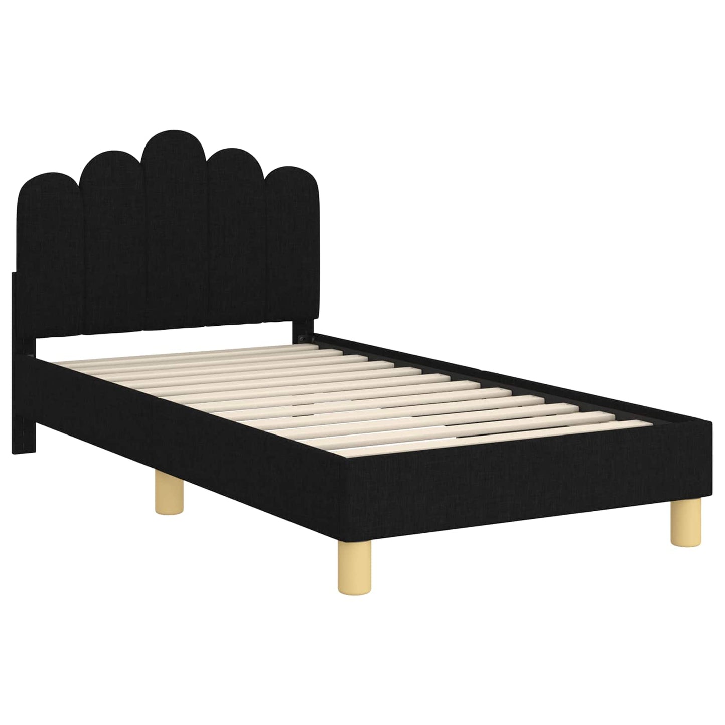Peuterbedframe met hoofdbord Zwart 80 x 160 cm Stof