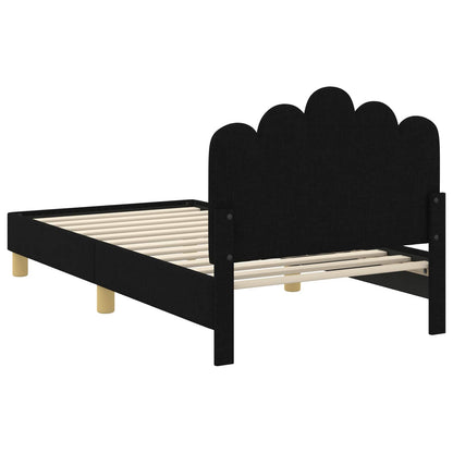 Peuterbedframe met hoofdbord Zwart 80 x 160 cm Stof