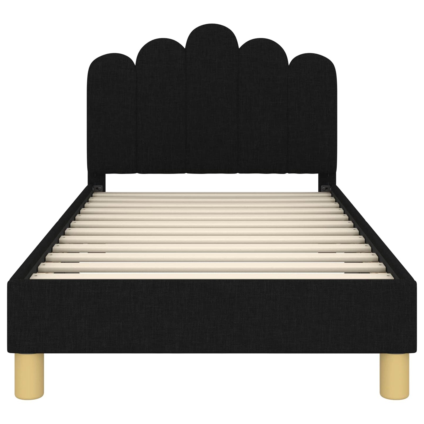 Peuterbedframe met hoofdbord Zwart 80 x 160 cm Stof