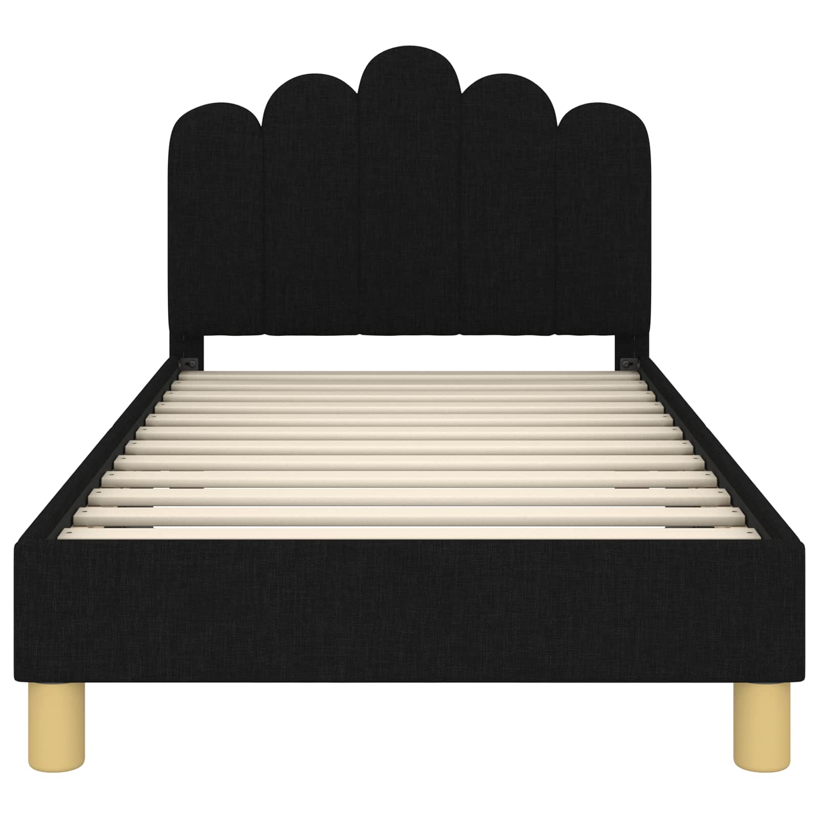 Peuterbedframe met hoofdbord Zwart 80 x 160 cm Stof