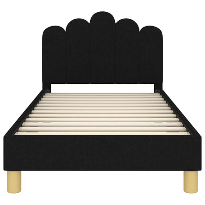 Peuterbedframe met hoofdbord Zwart 80 x 160 cm Stof