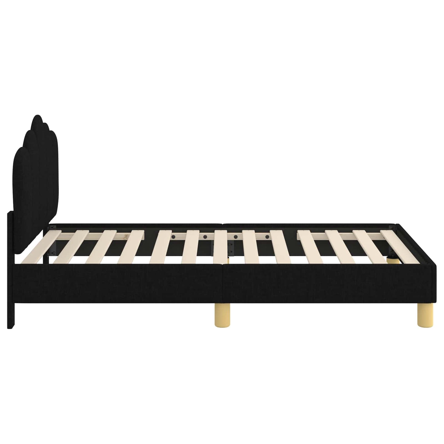 Peuterbedframe met hoofdbord Zwart 80 x 160 cm Stof