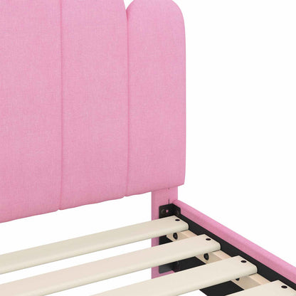 Bedframe voor kinderen met hoofdbord Roze 80 x 160 cm Stof