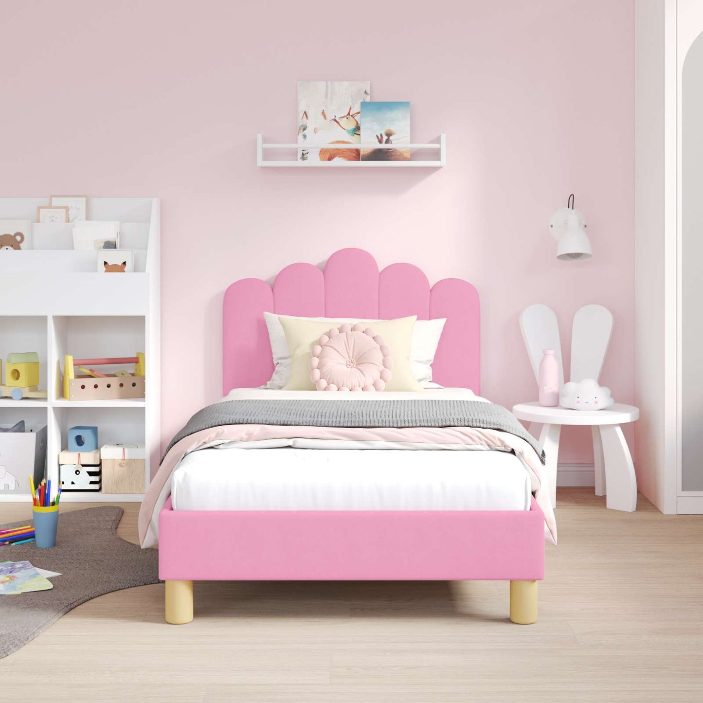 Bedframe voor kinderen met hoofdbord Roze 80 x 160 cm Stof