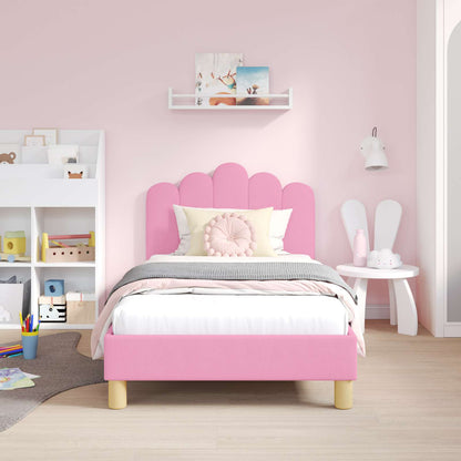 Bedframe voor kinderen met hoofdbord Roze 80 x 160 cm Stof