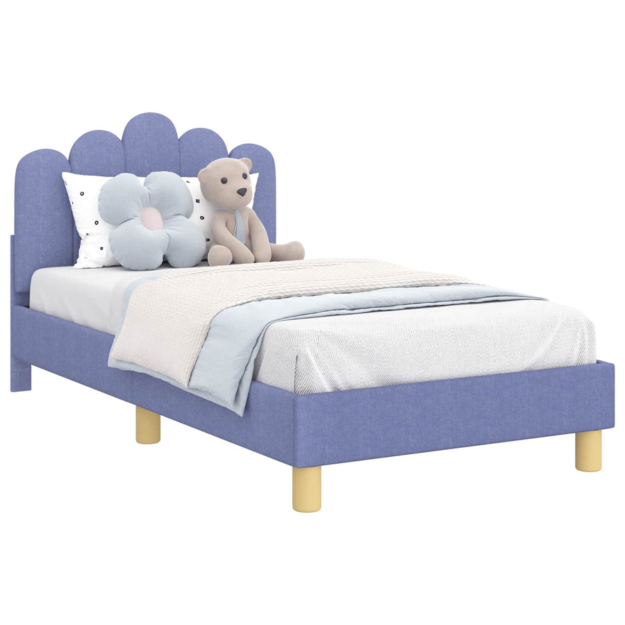 Peuterbedframe met hoofdbord Jeans Blauw 80 x 160 cm Stof