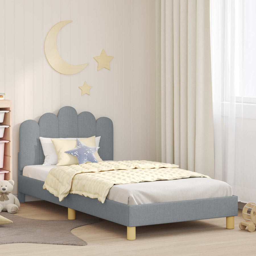 Peuterbedframe met hoofdbord Lichtgrijs 80 x 200 cm Stof