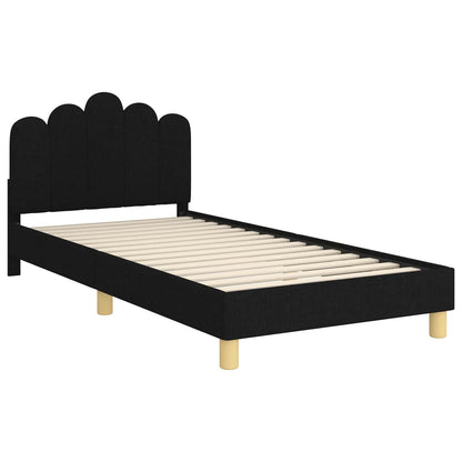 Peuterbedframe met hoofdbord Zwart 80 x 200 cm Stof