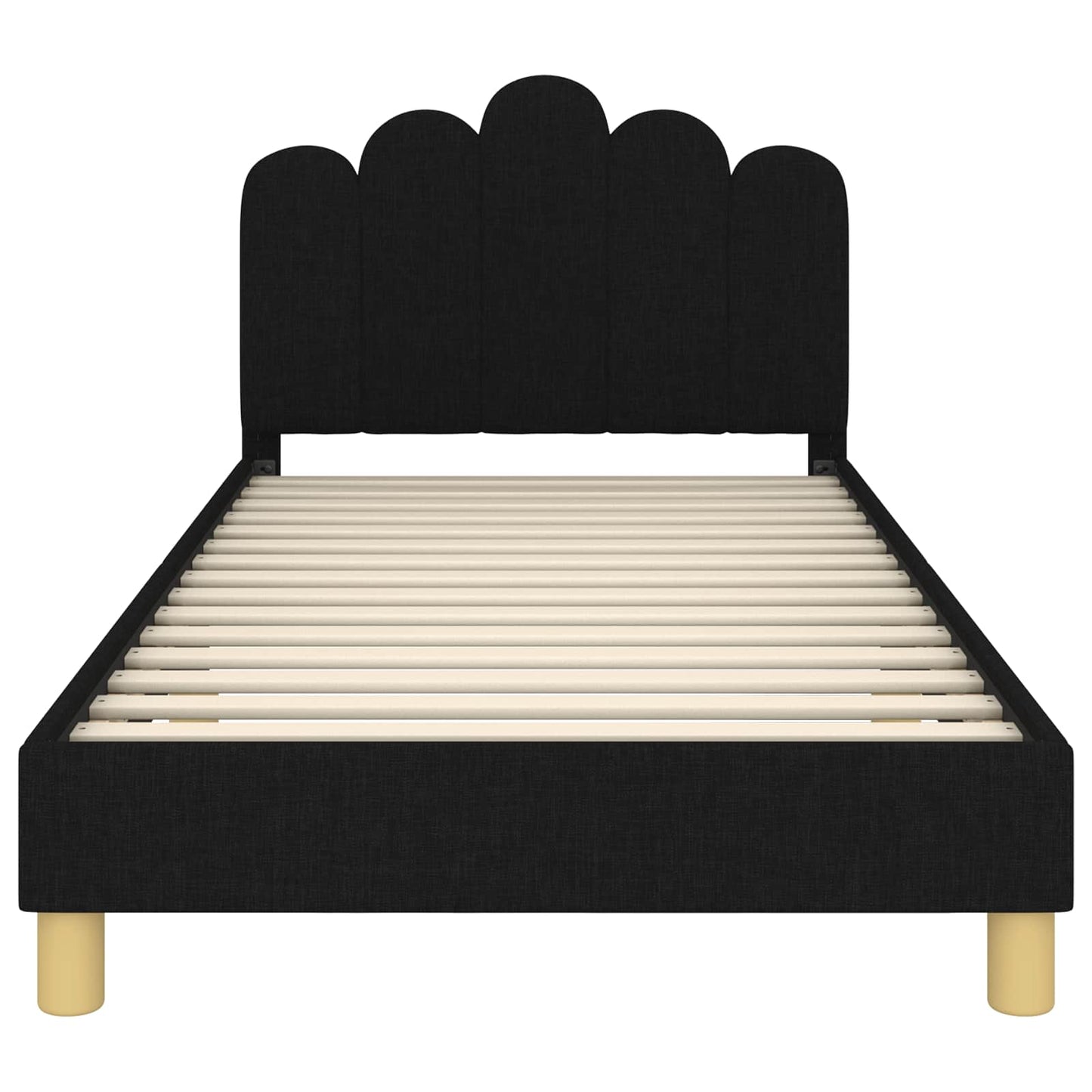 Peuterbedframe met hoofdbord Zwart 80 x 200 cm Stof