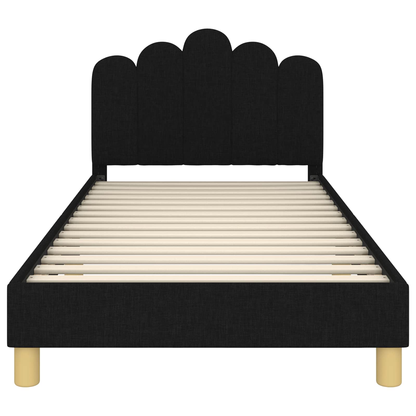 Peuterbedframe met hoofdbord Zwart 80 x 200 cm Stof
