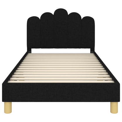 Peuterbedframe met hoofdbord Zwart 80 x 200 cm Stof