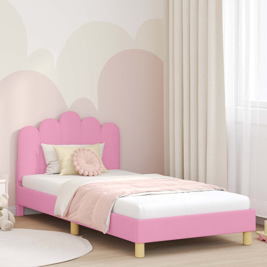 Peuterbedframe met hoofdbord Roze 80 x 200 cm Stof