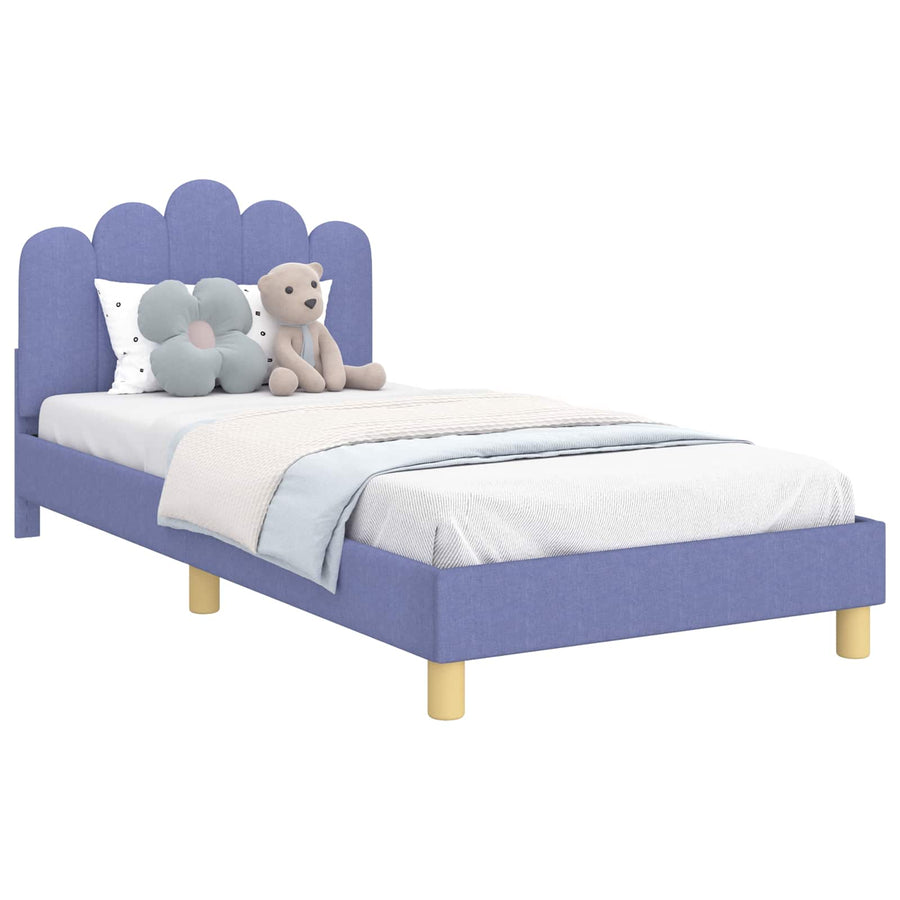 Peuterbedframe met hoofdbord Jeans Blauw 80 x 200 cm Stof