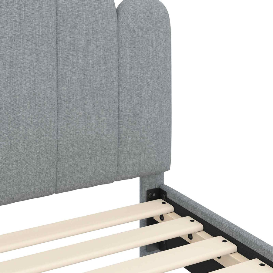 Peuterbedframe met hoofdbord Lichtgrijs 90 x 190 cm Stof