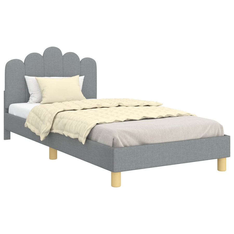 Peuterbedframe met hoofdbord Lichtgrijs 90 x 190 cm Stof