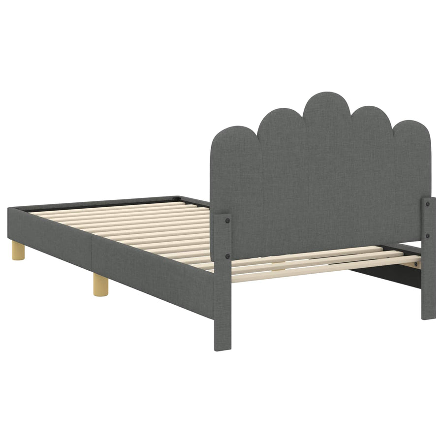 Peuterbedframe met hoofdbord Donkergrijs 90 x 190 cm Stof