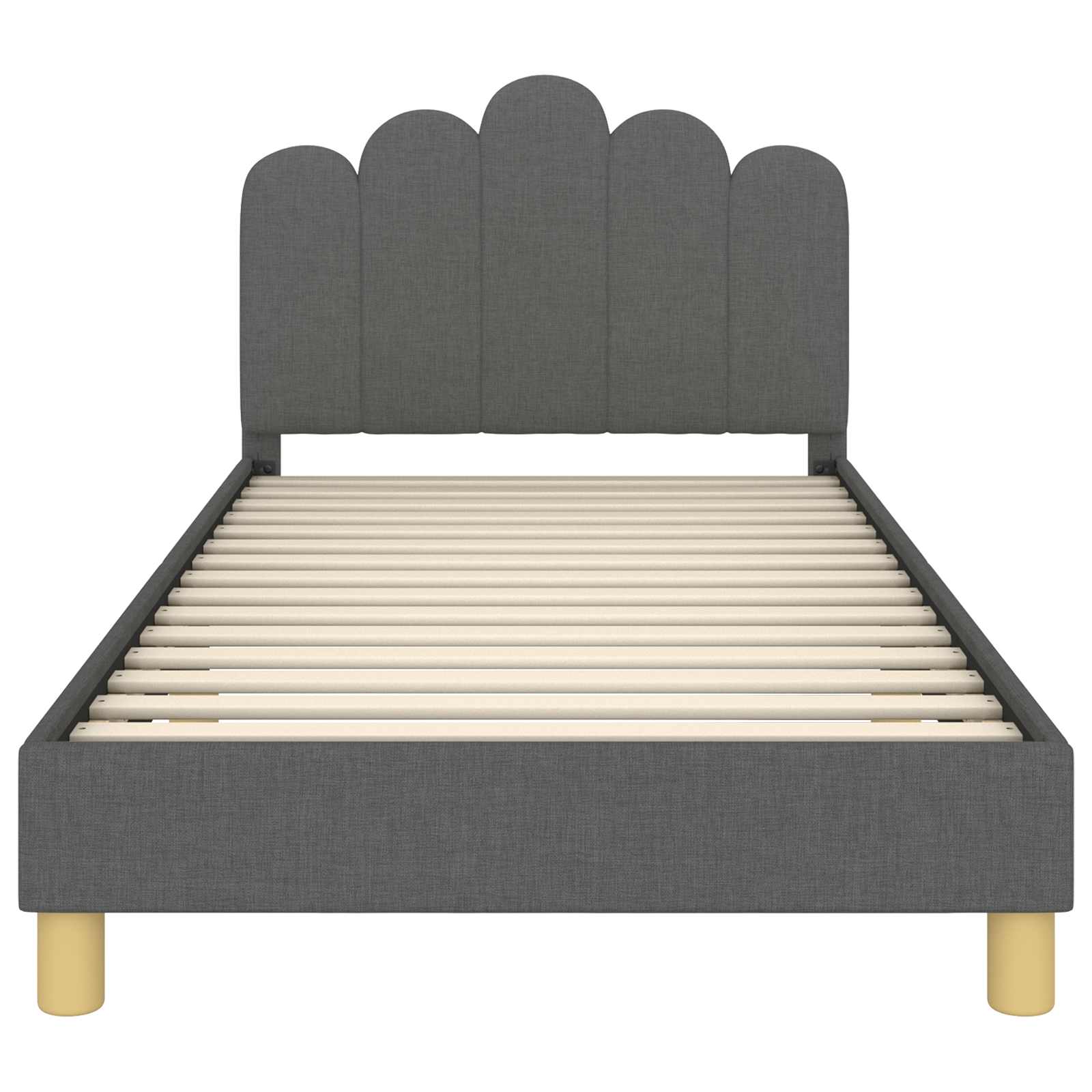 Peuterbedframe met hoofdbord Donkergrijs 90 x 190 cm Stof