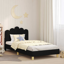 Peuterbedframe met hoofdbord Zwart 90 x 190 cm Stof