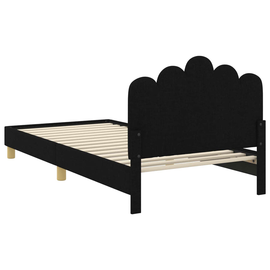 Peuterbedframe met hoofdbord Zwart 90 x 190 cm Stof