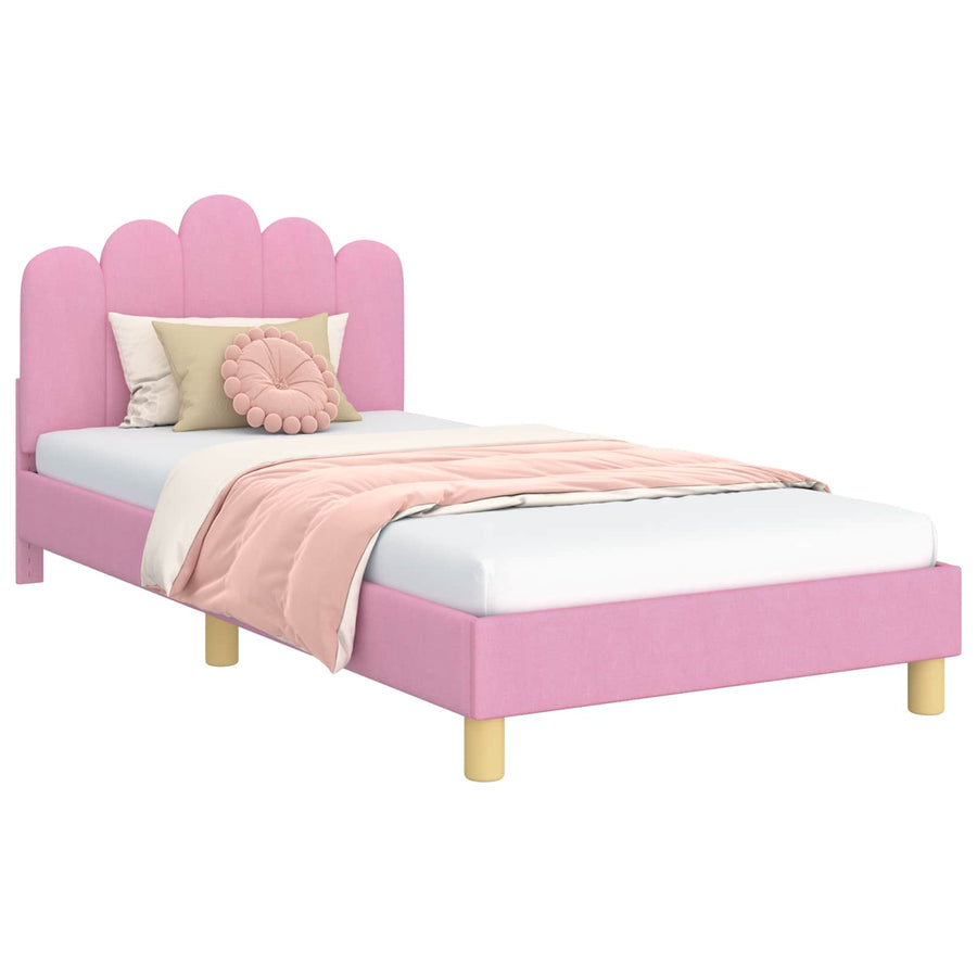 Peuterbedframe met hoofdbord Roze 90 x 190 cm Stof
