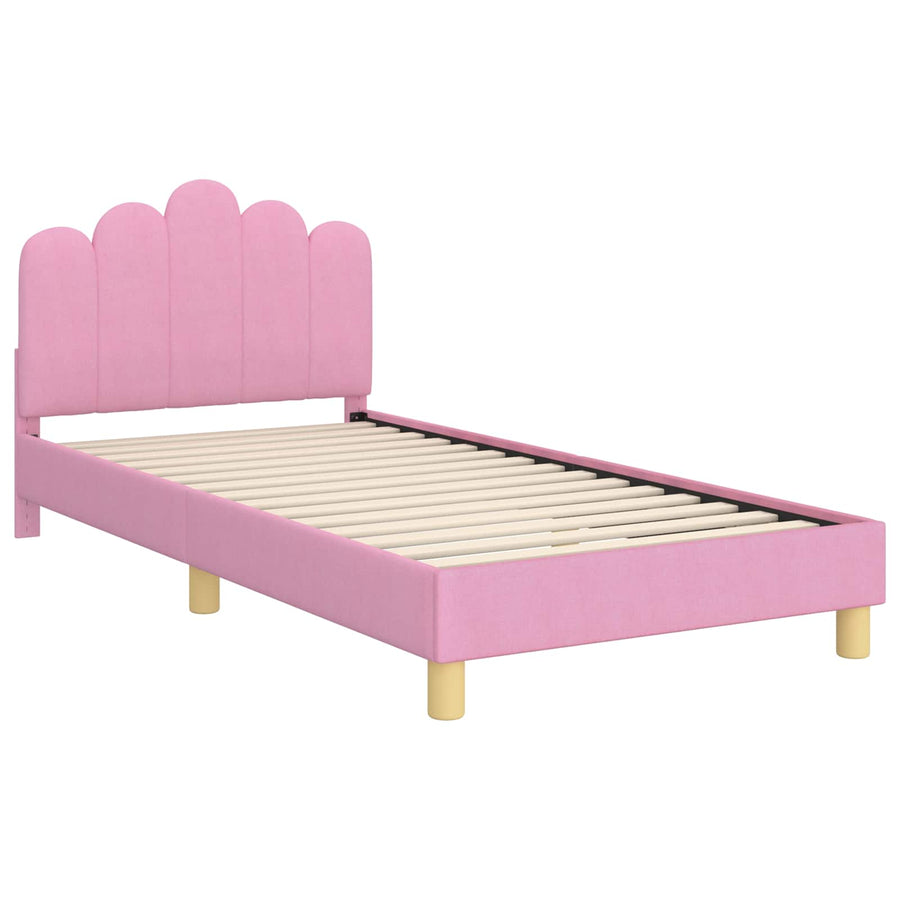 Peuterbedframe met hoofdbord Roze 90 x 190 cm Stof