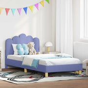 Kinderbedframe 90x190 cm jeans blauw met opbergtassen