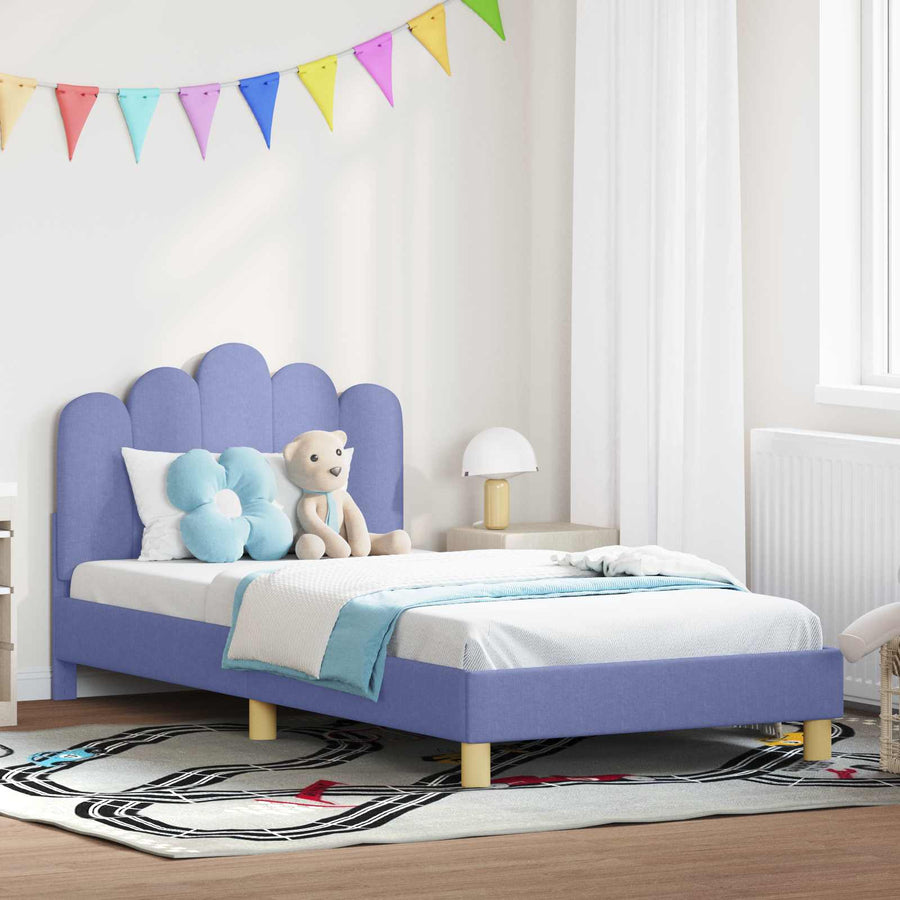 Peuterbedframe met hoofdbord Jeans Blauw 90 x 190 cm Stof