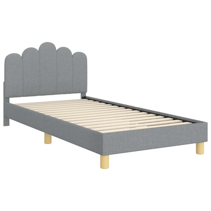 Peuterbedframe met hoofdbord Lichtgrijs 90 x 200 cm Stof