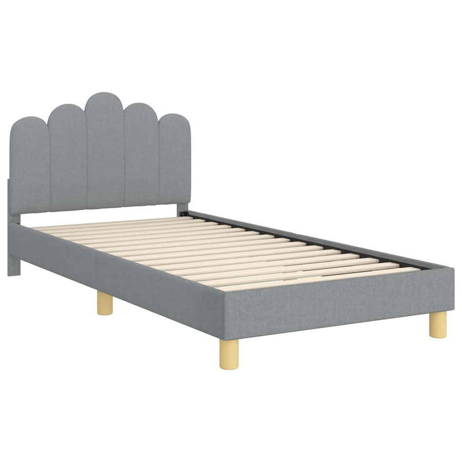 Peuterbedframe met hoofdbord Lichtgrijs 90 x 200 cm Stof