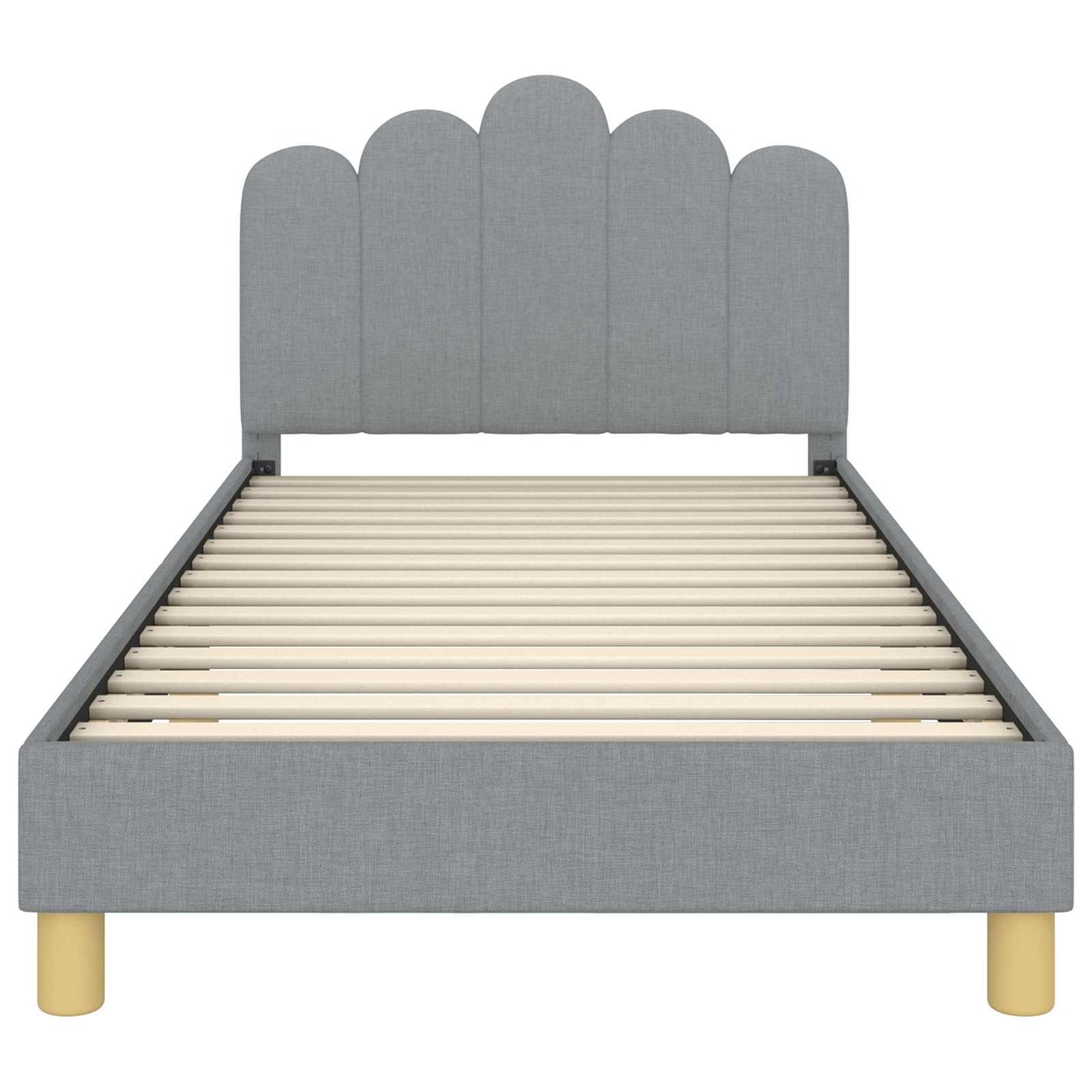Peuterbedframe met hoofdbord Lichtgrijs 90 x 200 cm Stof