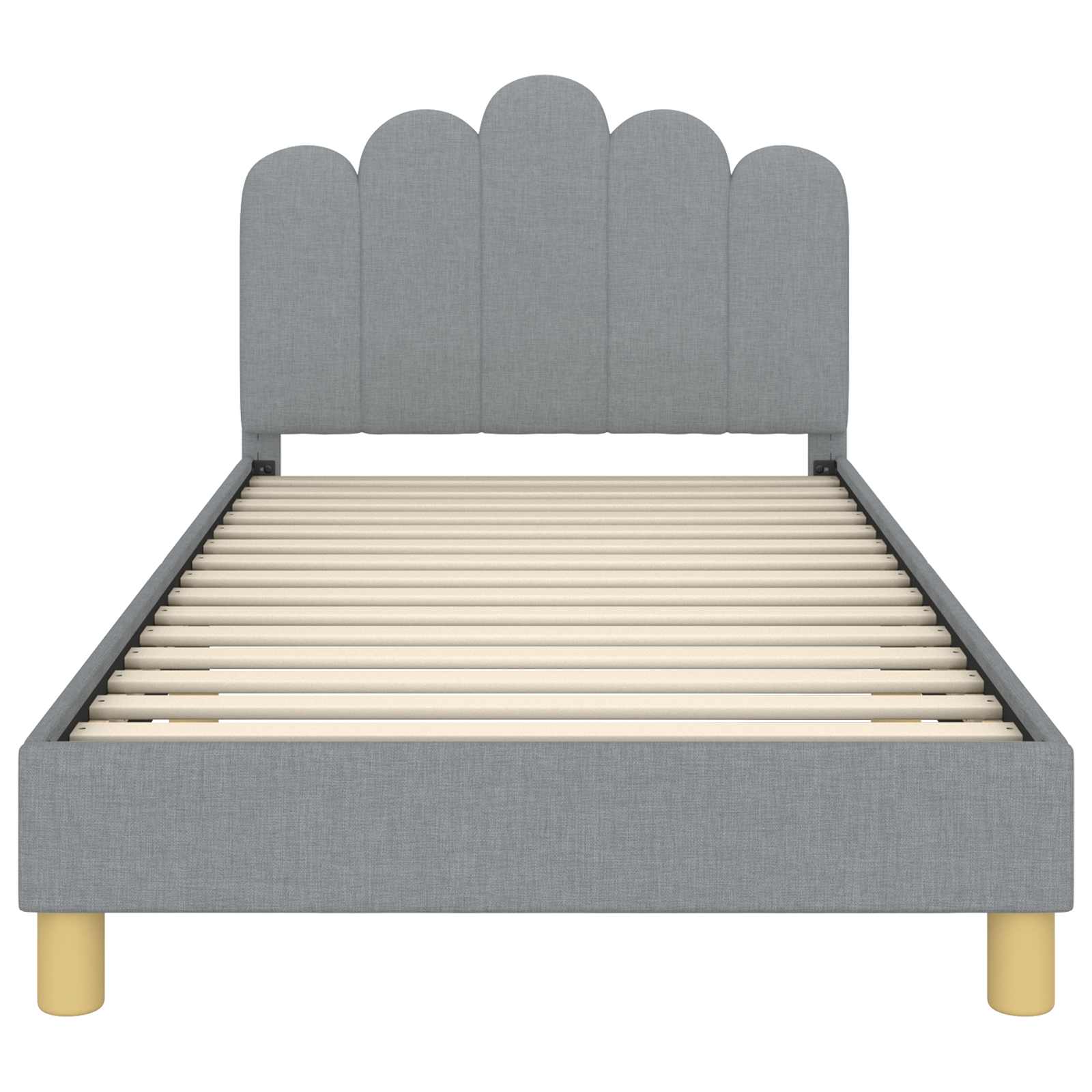 Peuterbedframe met hoofdbord Lichtgrijs 90 x 200 cm Stof