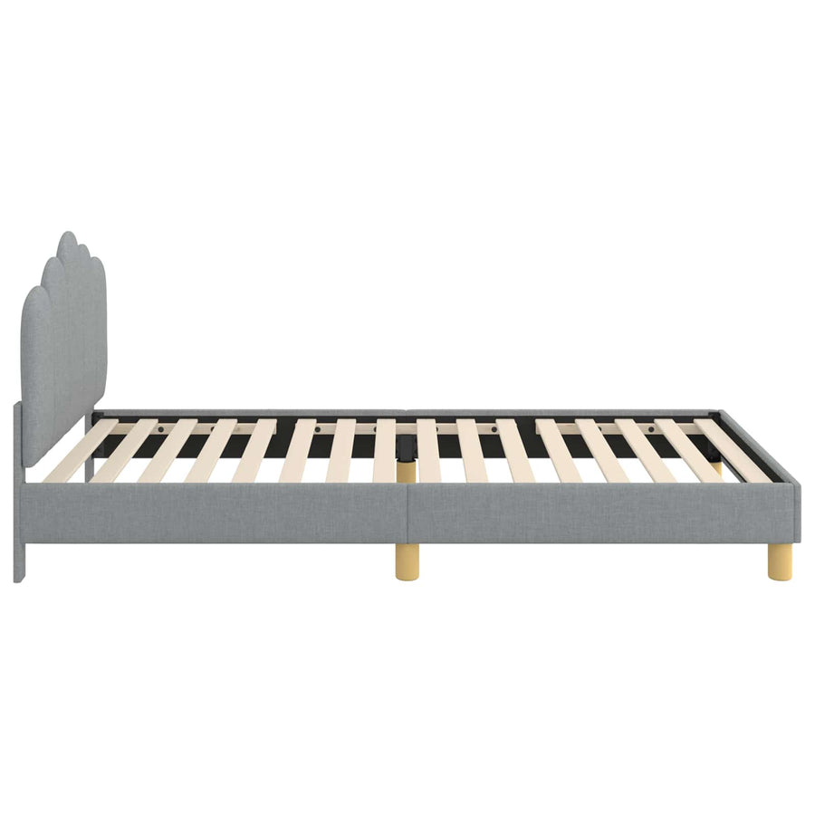 Peuterbedframe met hoofdbord Lichtgrijs 90 x 200 cm Stof