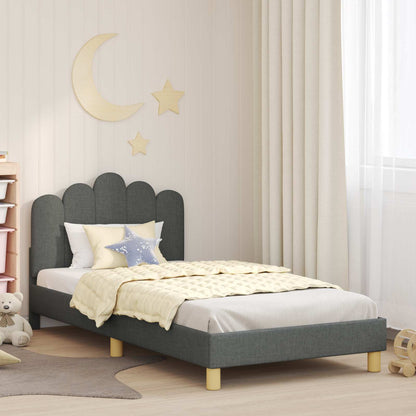 Peuterbedframe met hoofdbord Donkergrijs 90 x 200 cm Stof