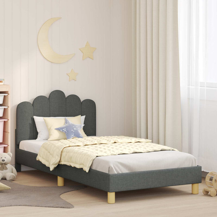Peuterbedframe met hoofdbord Donkergrijs 90 x 200 cm Stof