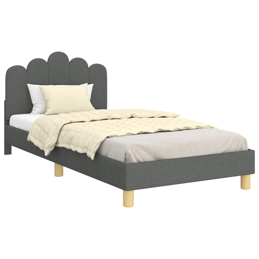 Peuterbedframe met hoofdbord Donkergrijs 90 x 200 cm Stof