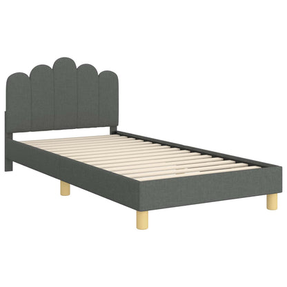 Peuterbedframe met hoofdbord Donkergrijs 90 x 200 cm Stof