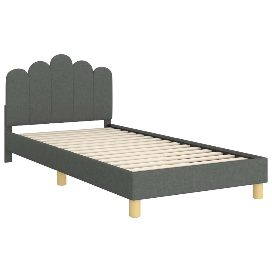 Peuterbedframe met hoofdbord Donkergrijs 90 x 200 cm Stof