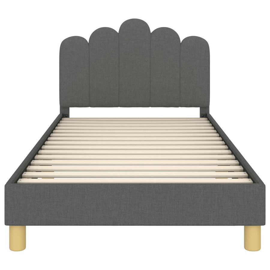 Peuterbedframe met hoofdbord Donkergrijs 90 x 200 cm Stof