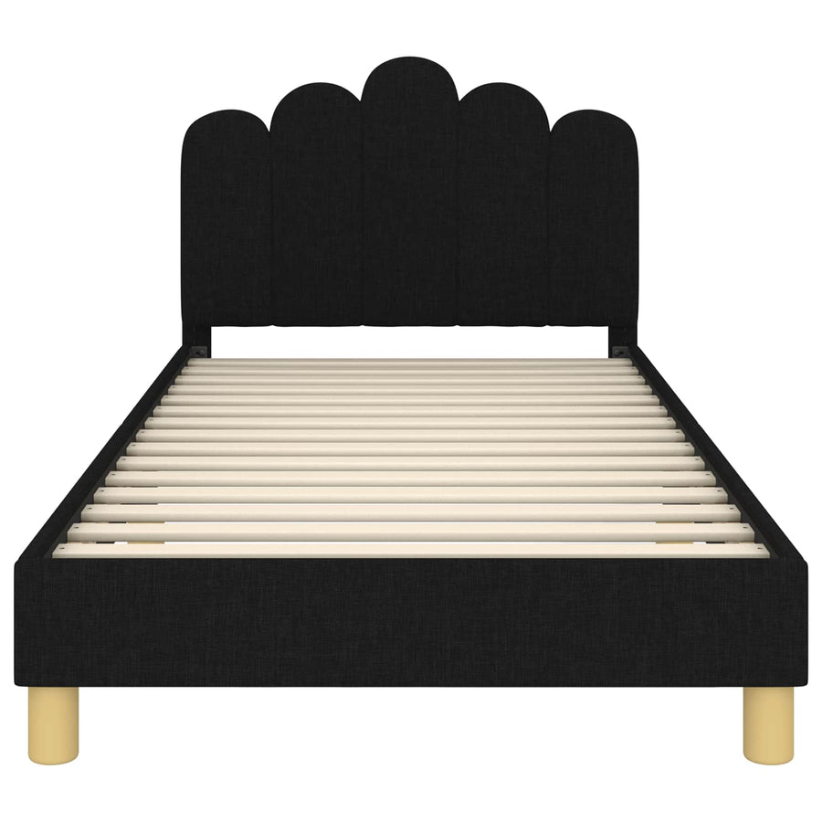 Peuterbedframe met hoofdbord Zwart 90 x 200 cm Stof