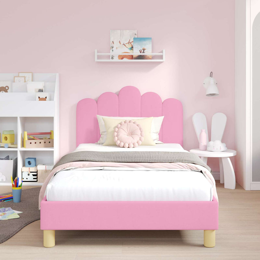 Peuterbedframe met hoofdbord Roze 90 x 200 cm Stof