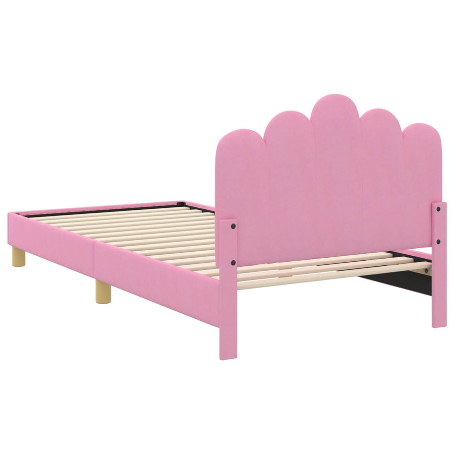 Peuterbedframe met hoofdbord Roze 90 x 200 cm Stof
