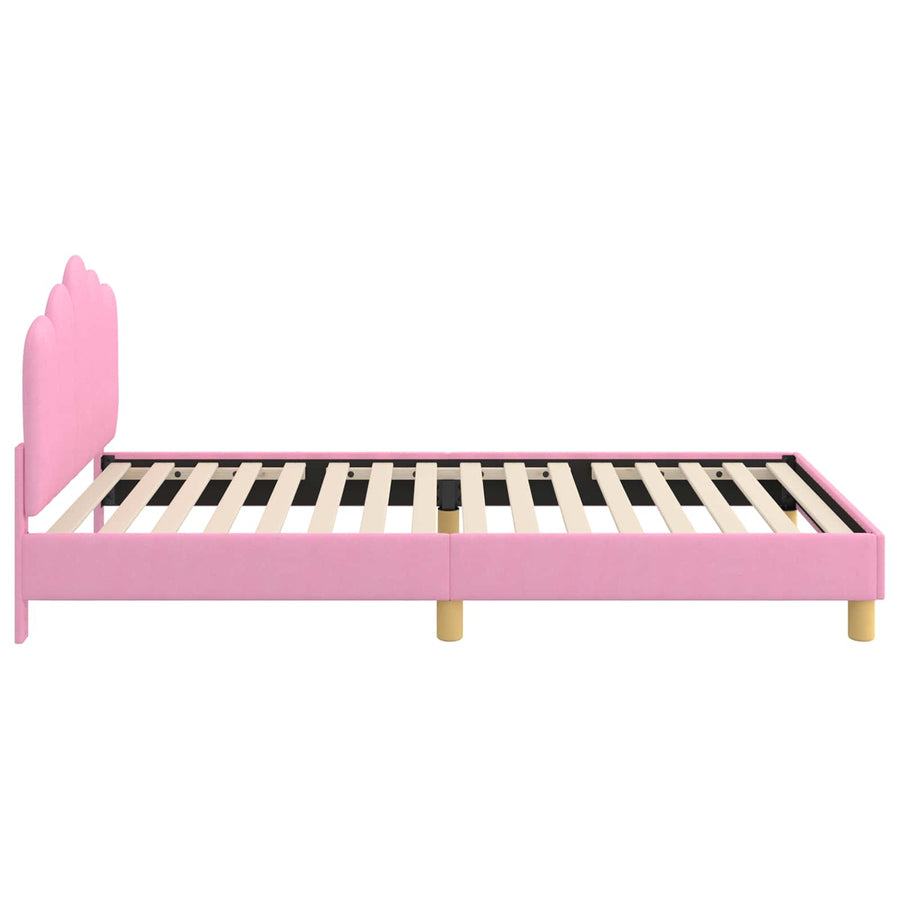 Peuterbedframe met hoofdbord Roze 90 x 200 cm Stof