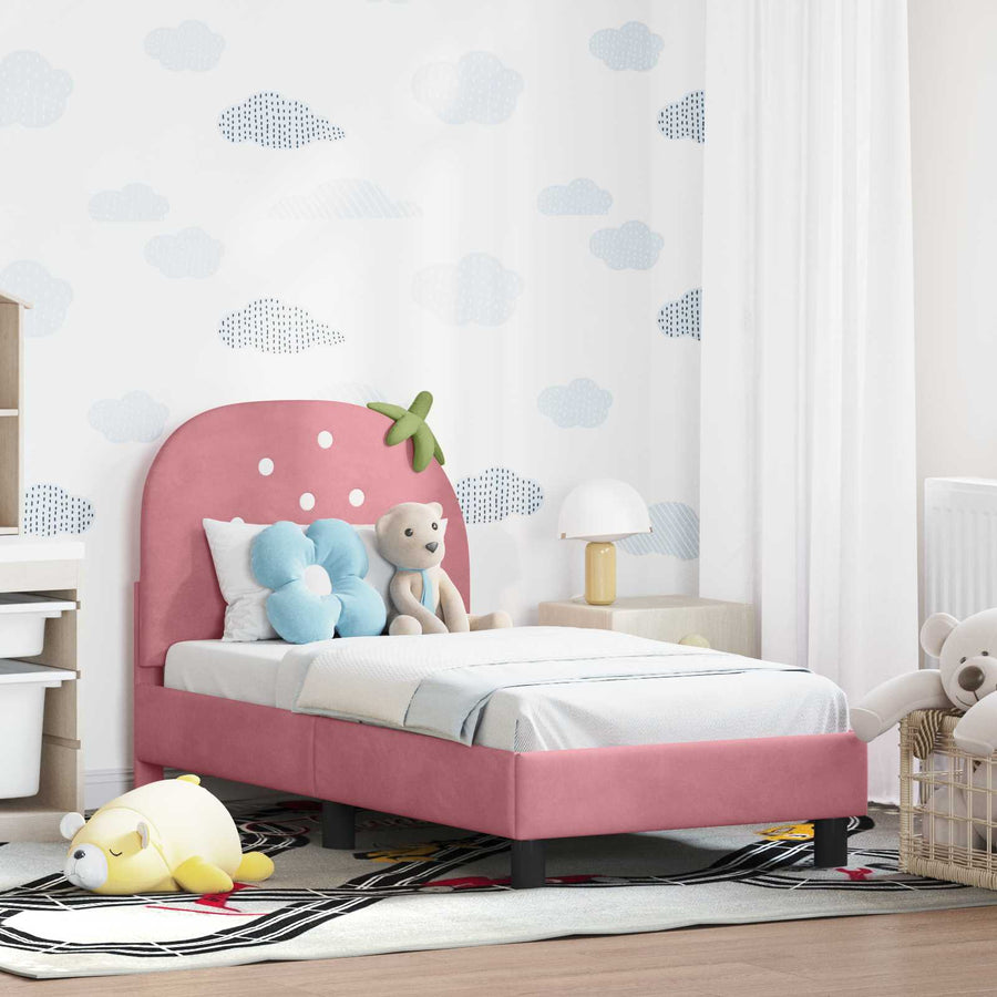 Peuterbedframe met hoofdbord Roze 70 x 140 cm Fluweel