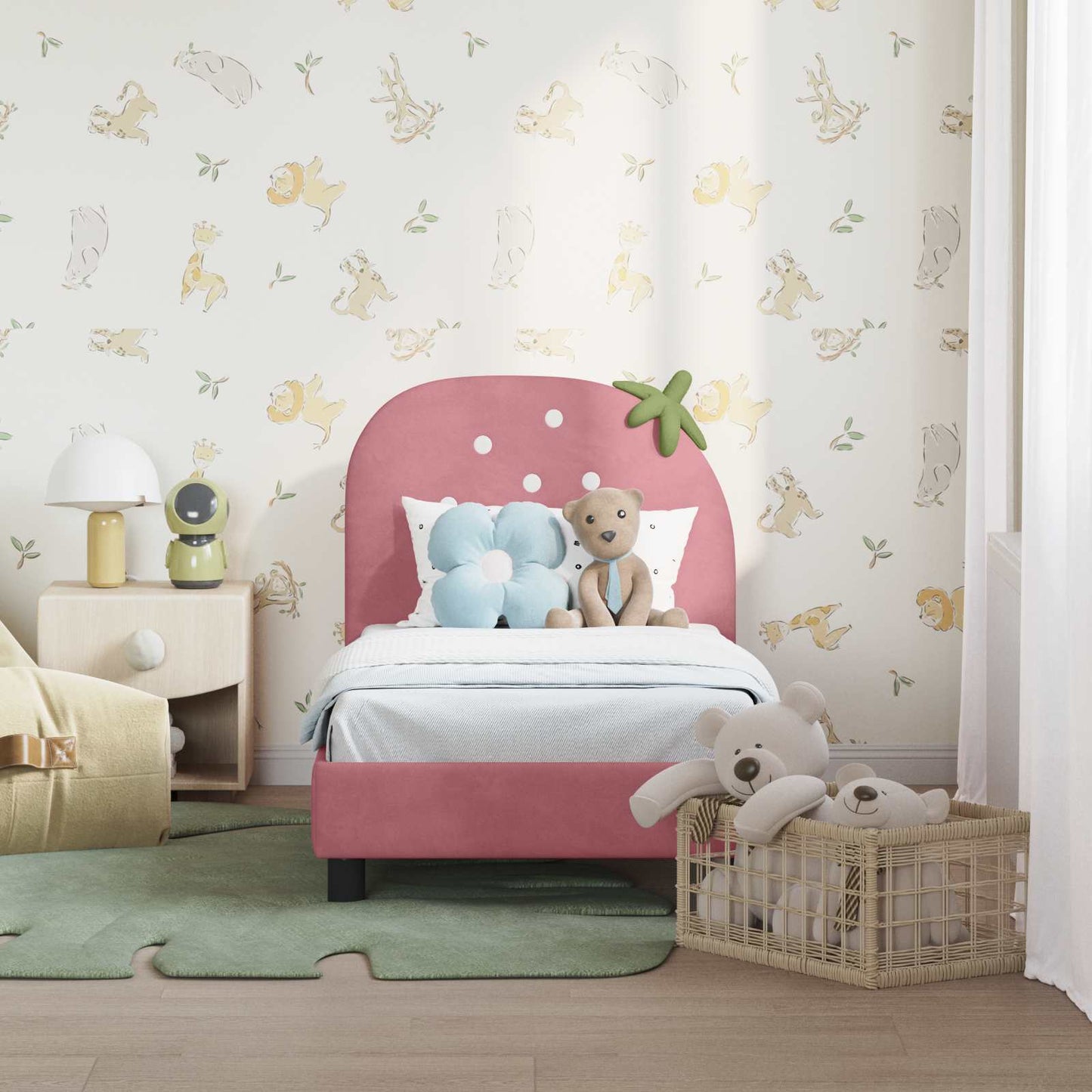 Peuterbedframe met hoofdbord Roze 70 x 140 cm Fluweel